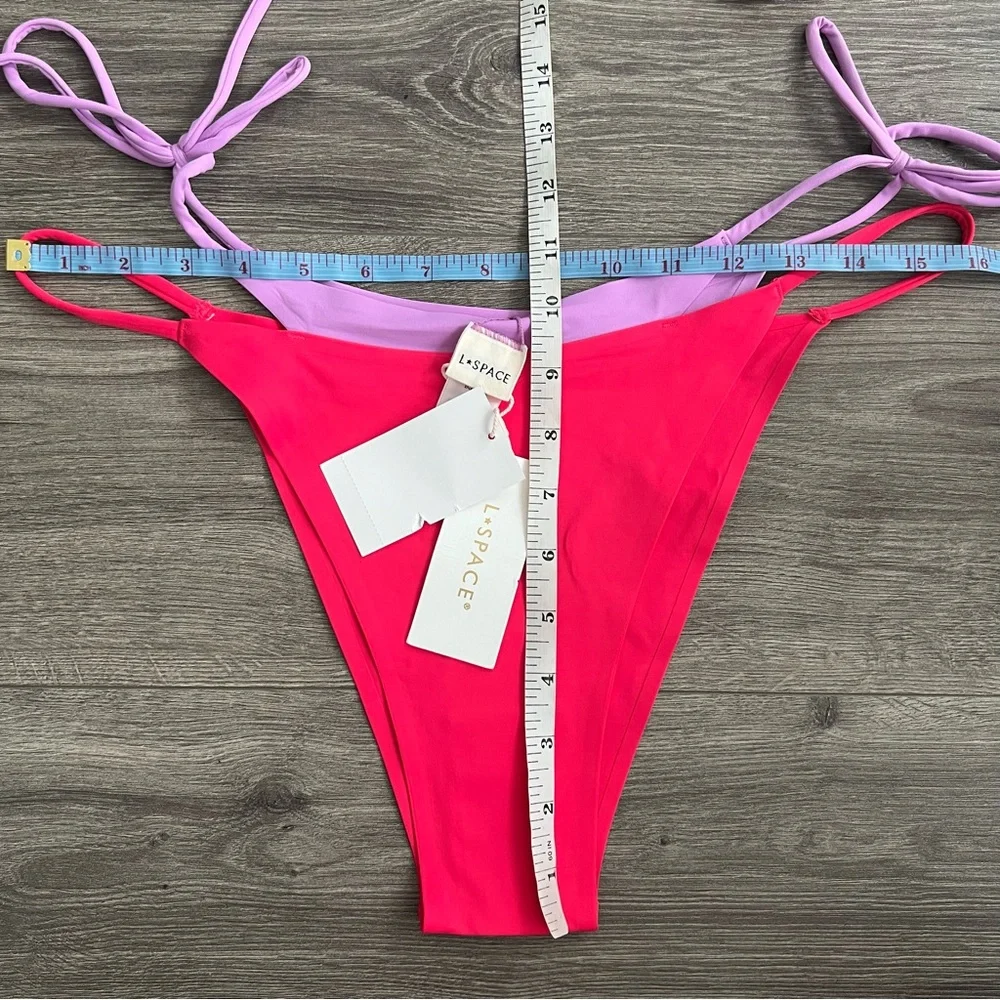 L*SPACE Mackena Layered Bikini Bottom XL Bitsy Cheeky Seamless Hot Cherry Jewel